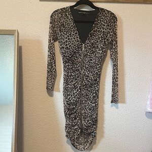 G by Guess Leopard Print Long Sleeve Dress